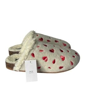 VALENTINE Slippers Shoes Tossed Hearts LANDS'‎ END Cork Bottom Women's Size 9 M